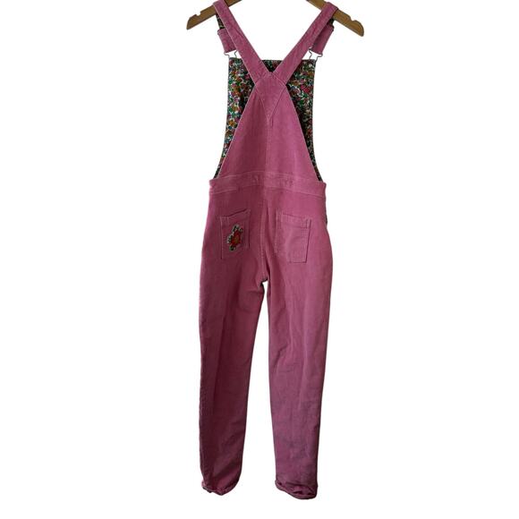 Boden Pink Corduroy Overalls Embroidered Flower Patches Kid Teen Size Age 13-14Y - Picture 11 of 16